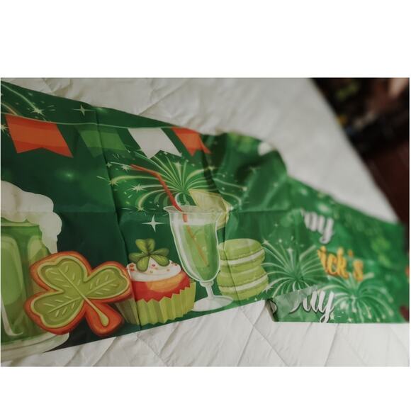 St. Patrick’s Day Banner Sign 120" x 20" Polyester with Grommets & Ribbon String - Picture 6 of 11